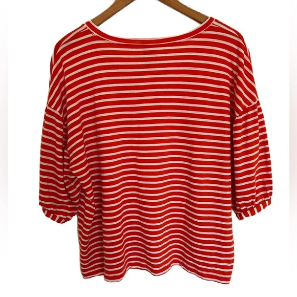 CAbi Women's Orange White Striped Cotton Poolside Tee # 5984 Small - Picture 2 of 11